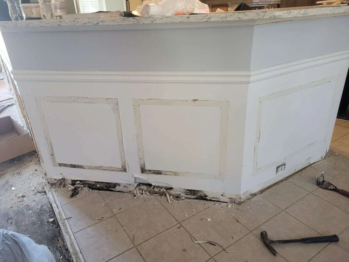 Water damage and mold on kitchen during Storm Damage Restoration in Fullerton